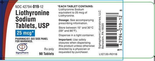 LIOTHYRONINE SOD TB 25MCG 100