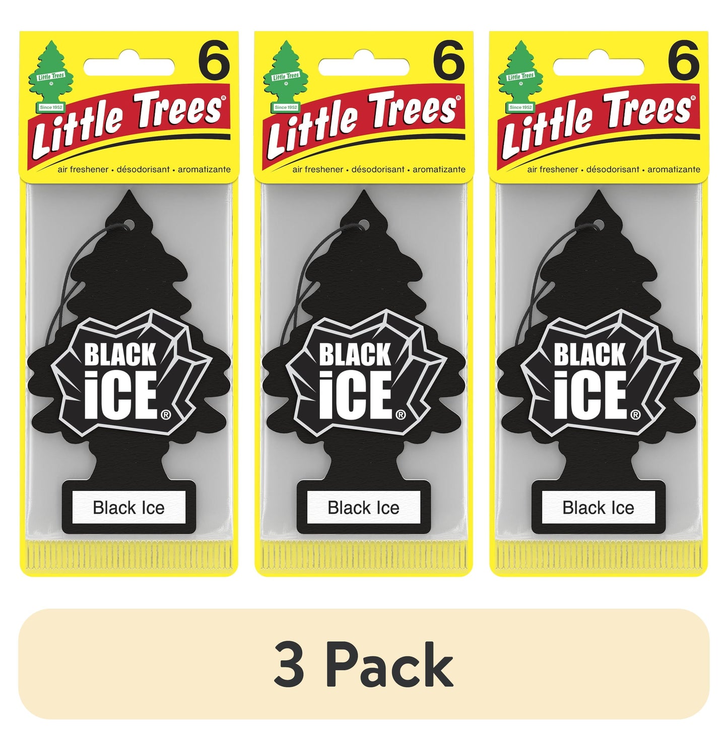 Little Trees Black Ice Hanging Air Freshener - 3 pack