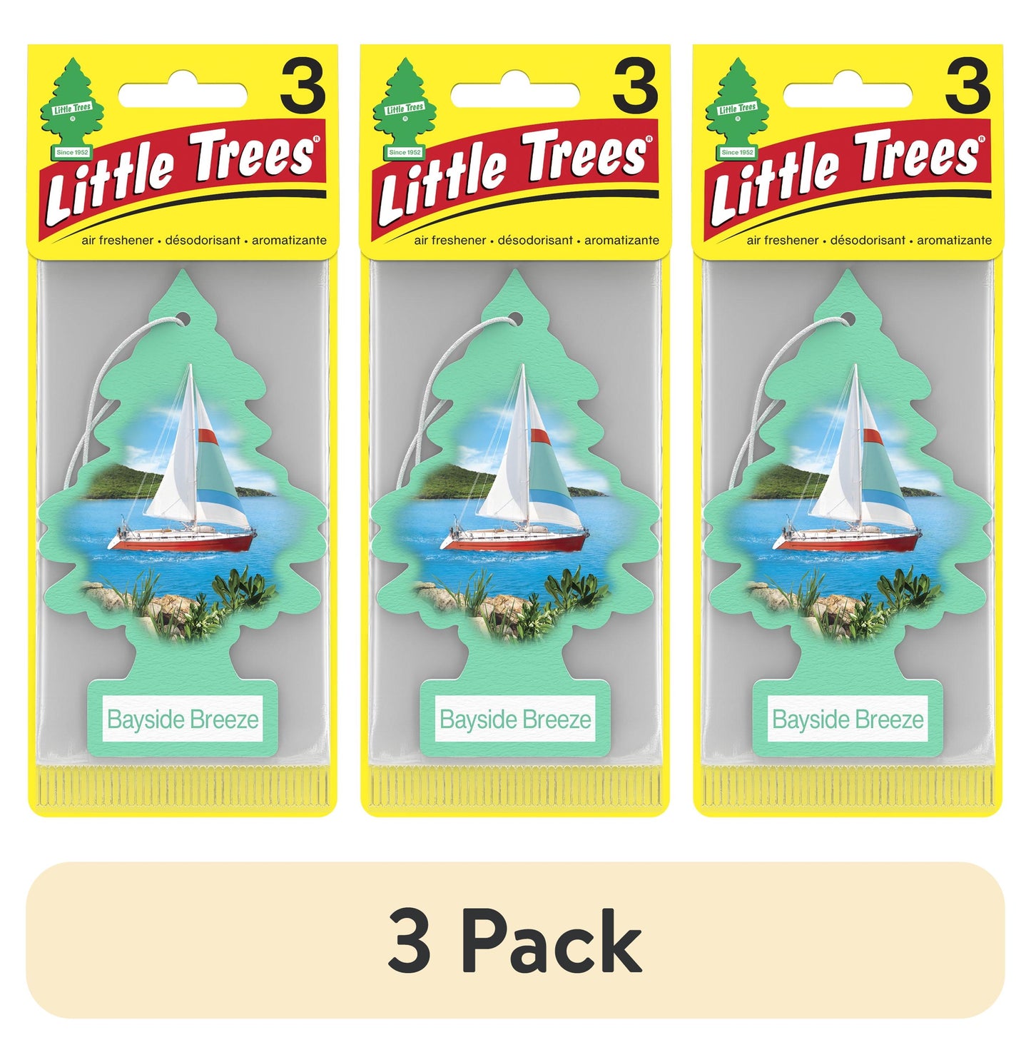 Little Trees Bayside Breeze Hanging Air Freshener - 3 pack
