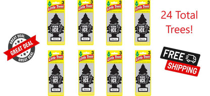 Little Trees Black Ice Hanging Air Freshener - 3 pack