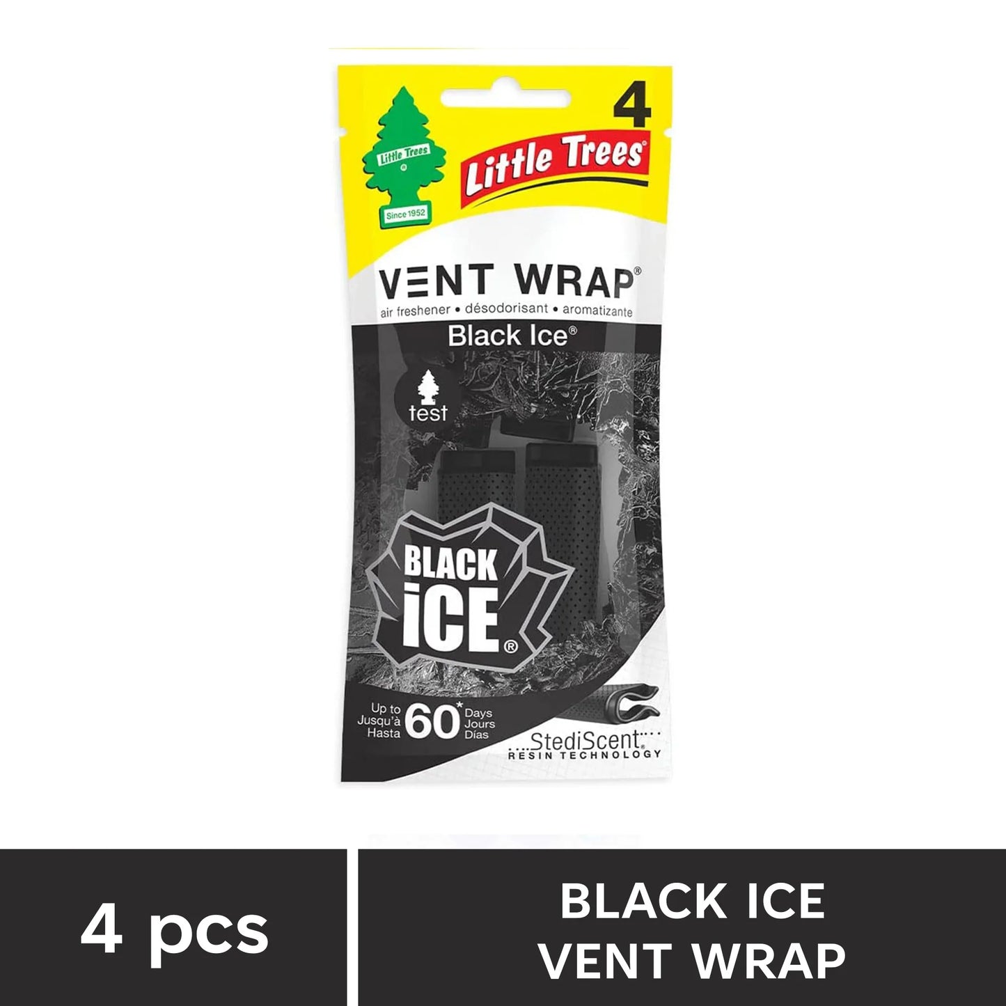 Little Trees Black Ice Vent Wraps, 4 count