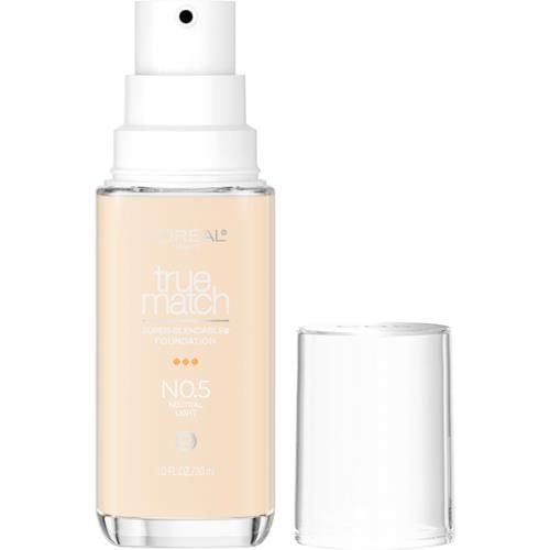 L'ORÉAL PARIS True Match Super-Blendable Foundation, Medium Coverage, N0.5, Light, 1 fl. oz.