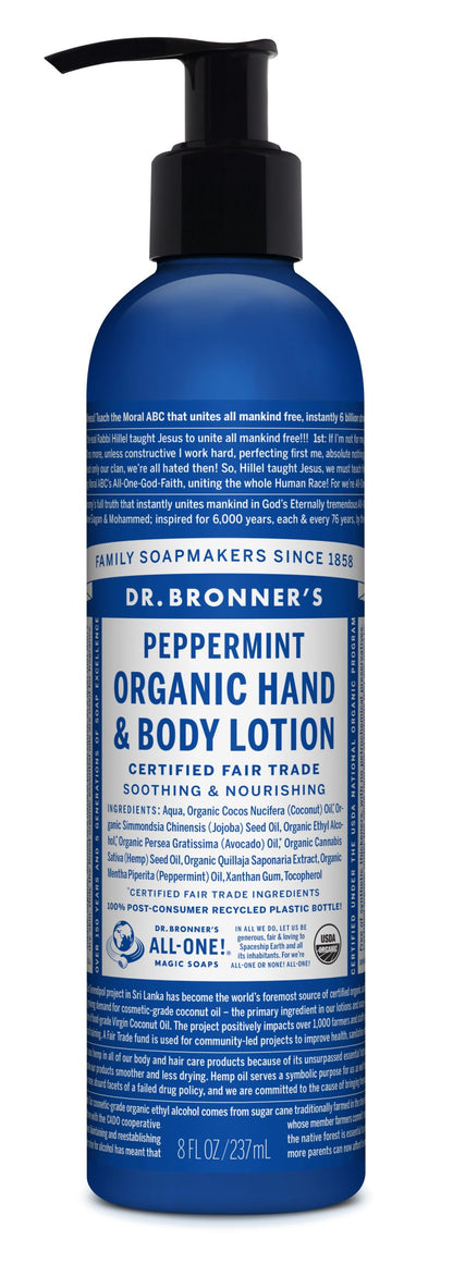 Dr. Bronners Organic Hand/Body Lotion Peppermint 8oz