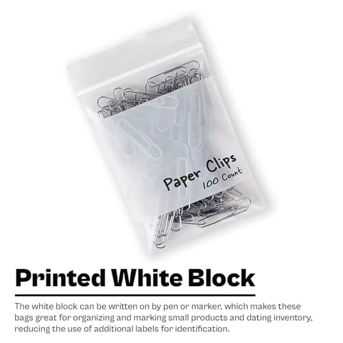 BAG ZIP WHT BLOCK 2ML 5X8 1000CT RD PLS