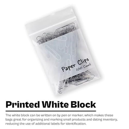 BAG ZIP WHT BLOCK 2ML 5X8 1000CT RD PLS