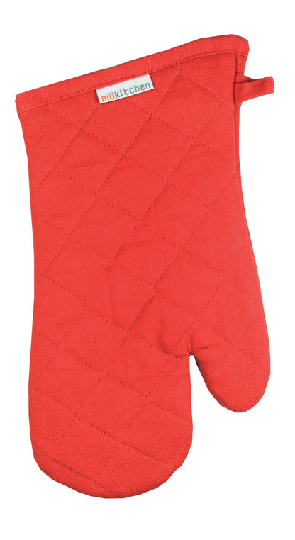 MUkitchen 100% Cotton Terry-Lined 9"x9" Potholder - Crimson