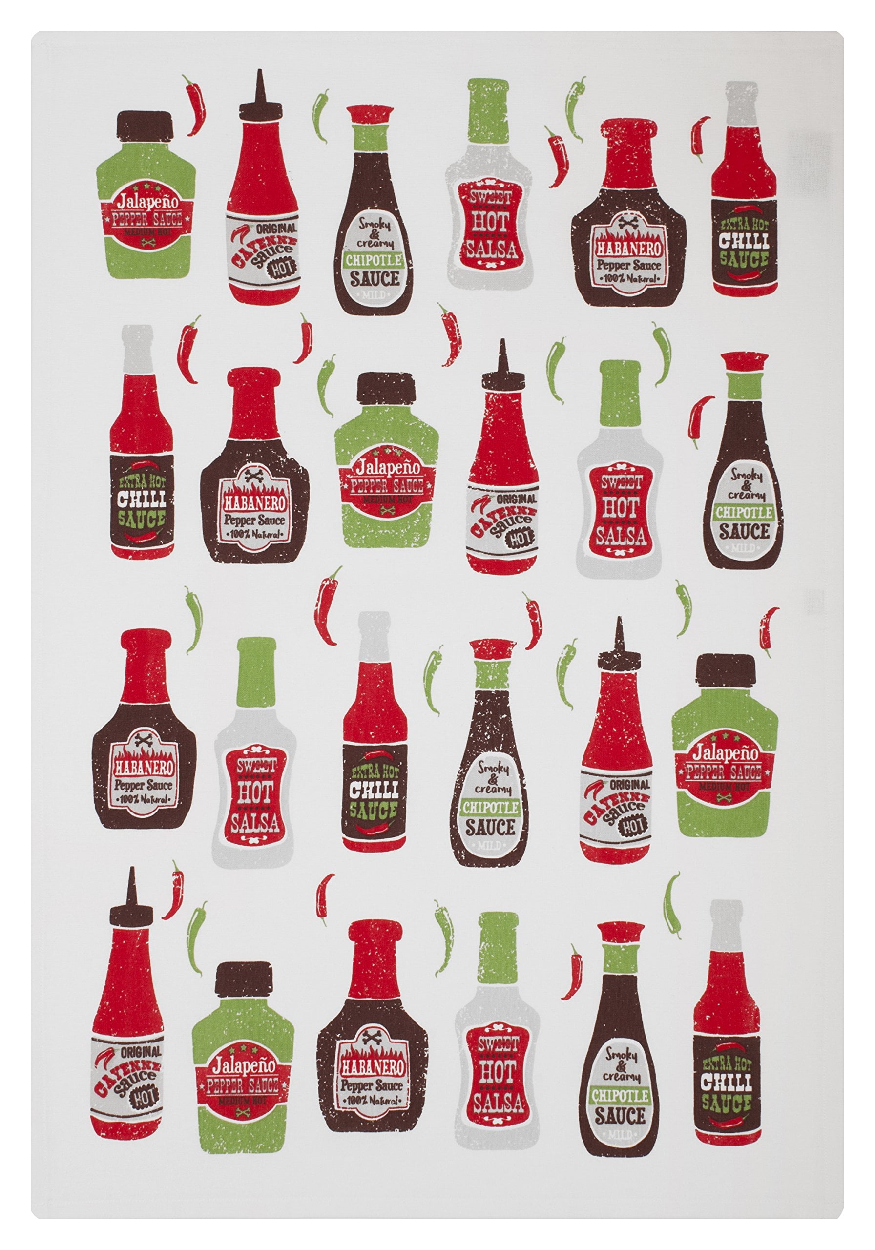 MUkitchen Designer Print 100% Cotton Towel - Hot Sauce, 20"x30"