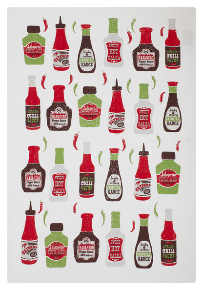 MUkitchen Designer Print 100% Cotton Towel - Hot Sauce, 20"x30"
