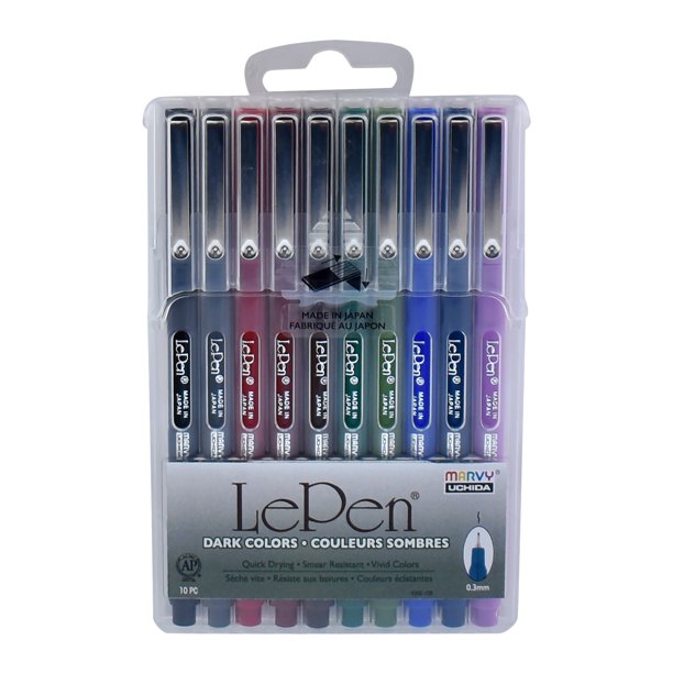 Marvy Uchida LePen Micro-Fine Point Pen Set - Dark Colors, 10 pieces