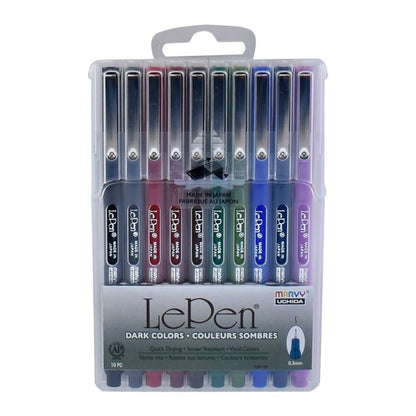 Marvy Uchida LePen Micro-Fine Point Pen Set - Dark Colors, 10 pieces