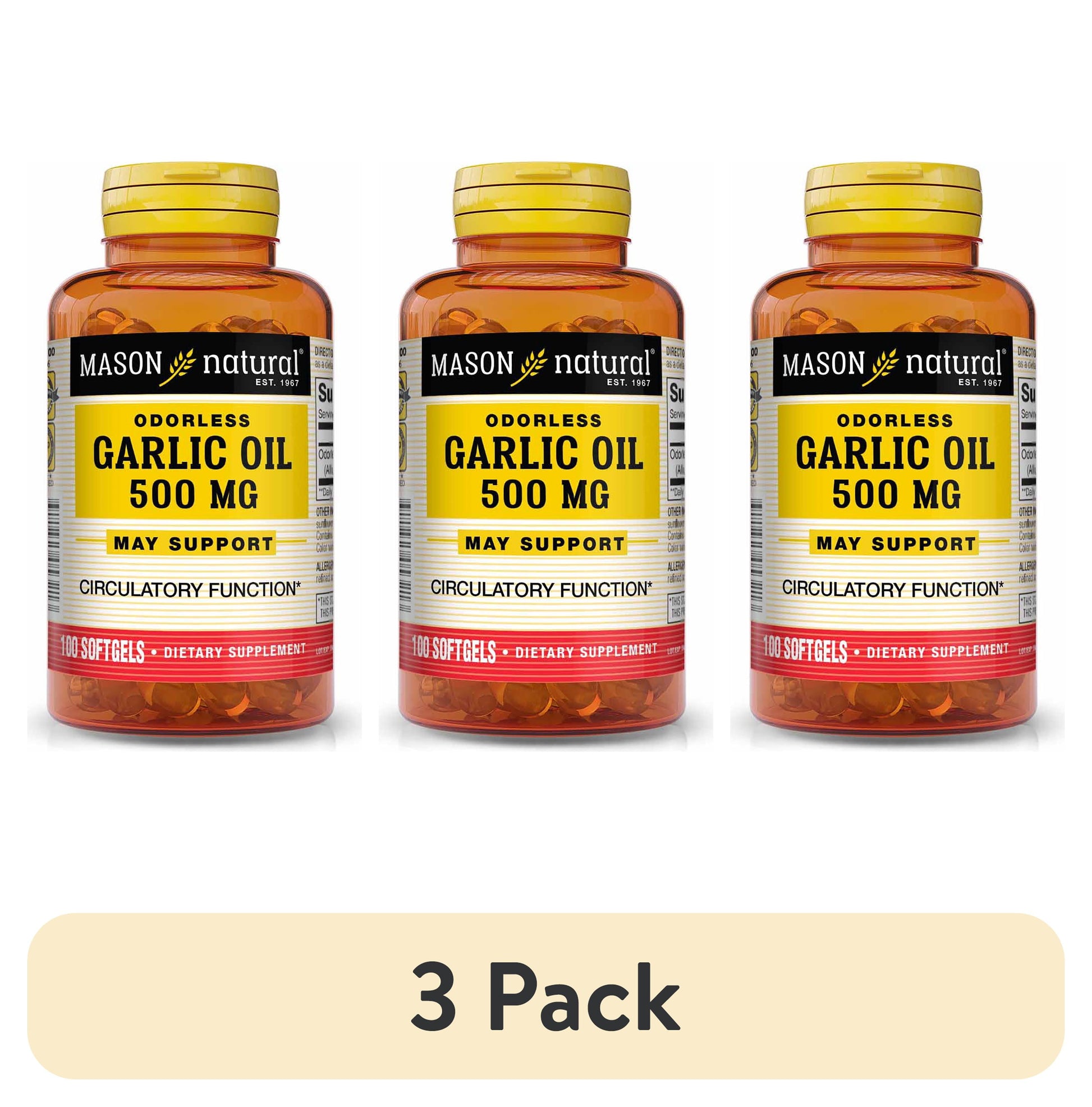 MASON NATURALS GARLIC OIL 500MG ODORLESS