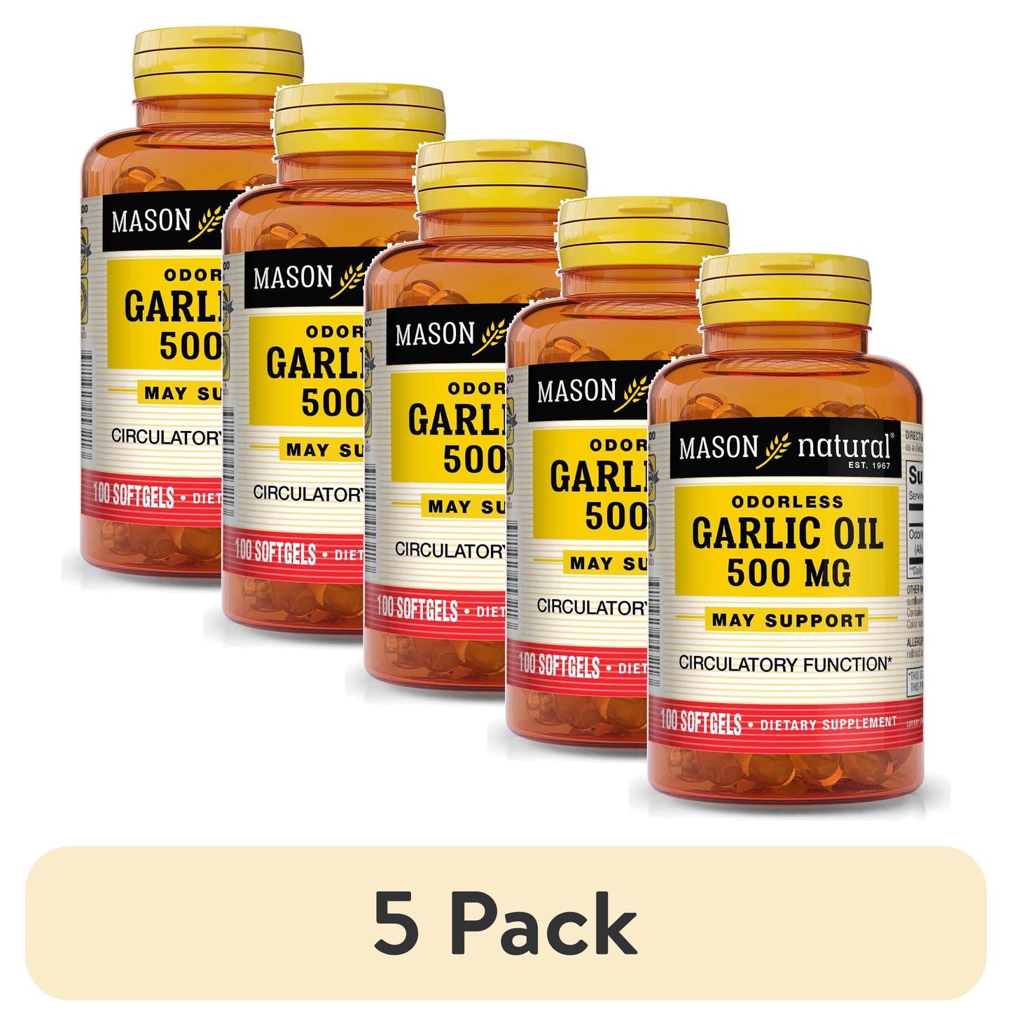 MASON NATURALS GARLIC OIL 500MG ODORLESS