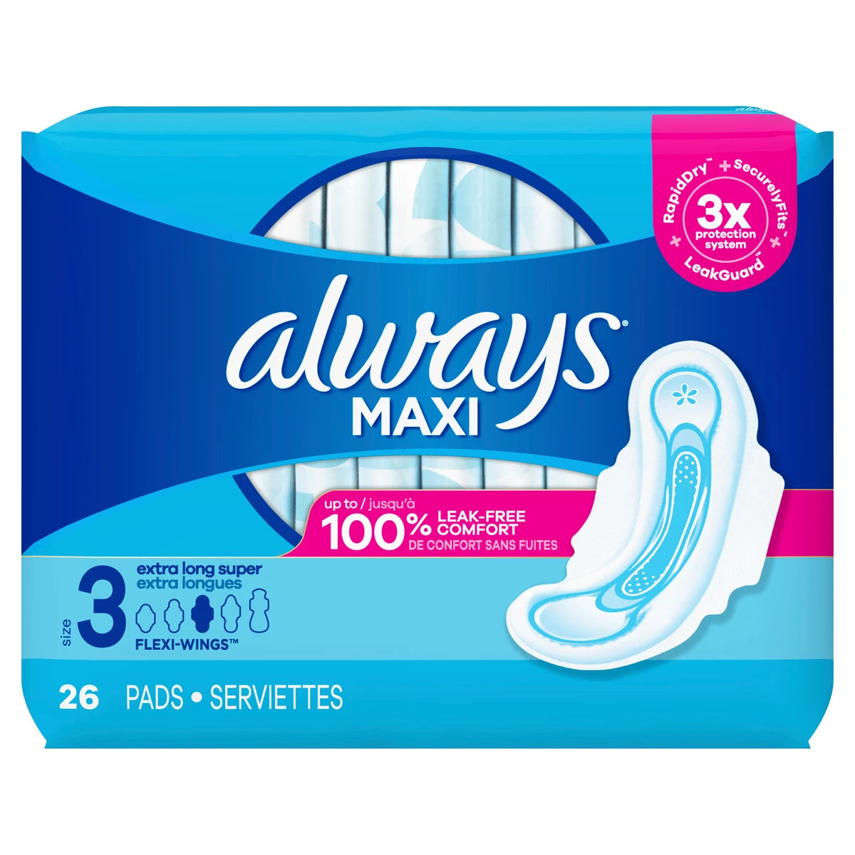 Always Pads Size 3 Maxi 33 Count Extra Long Super