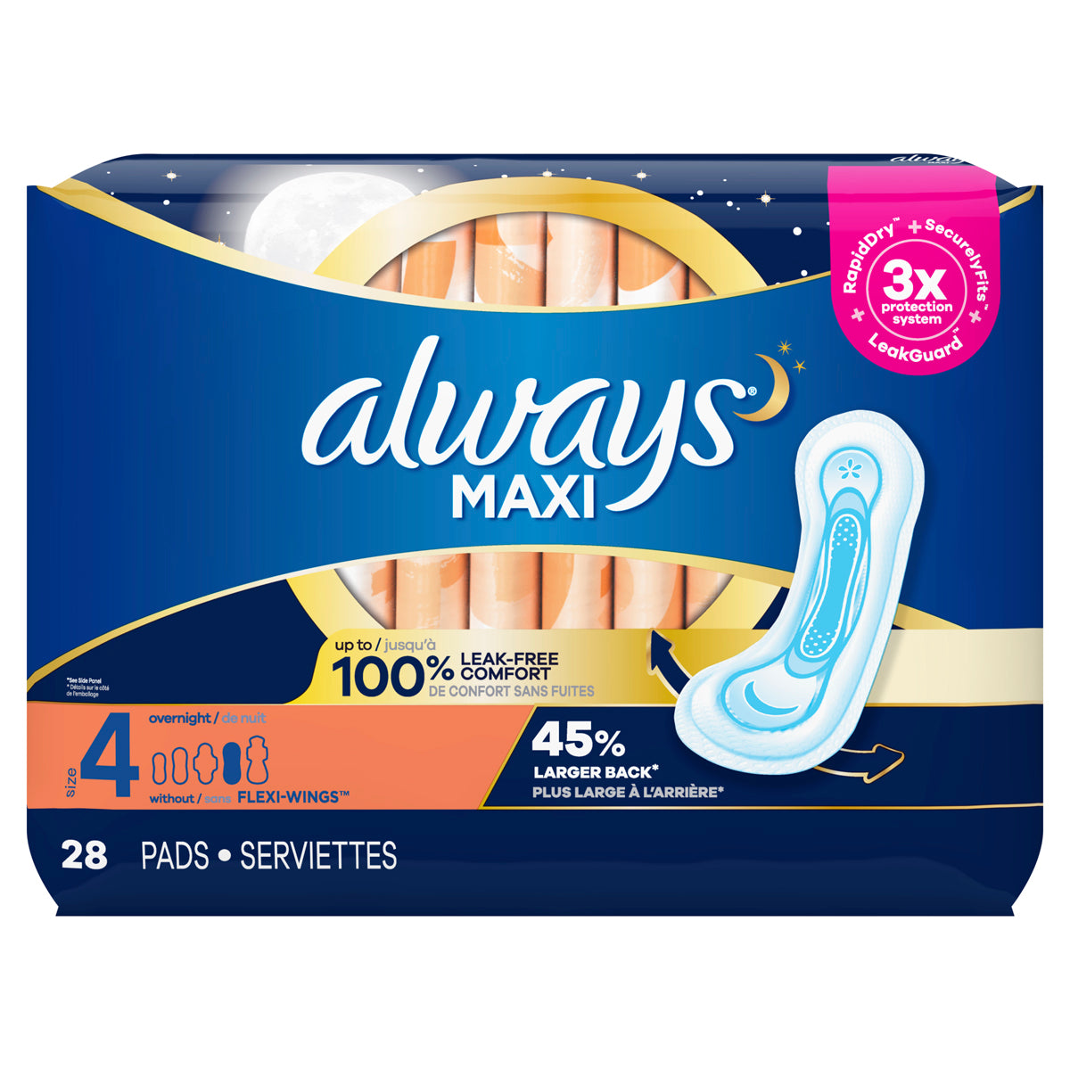 Always Pads Size 4 Maxi 26 Count Overnight
