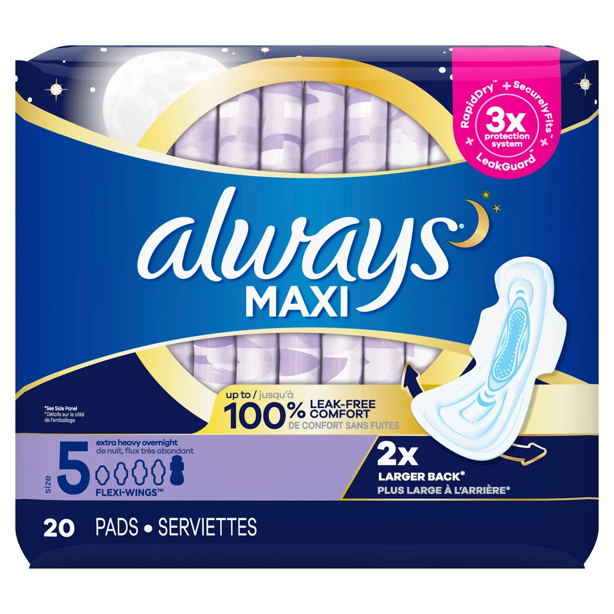 Always Pads Size 5 Maxi 14 Count Extra Heavy Overnight