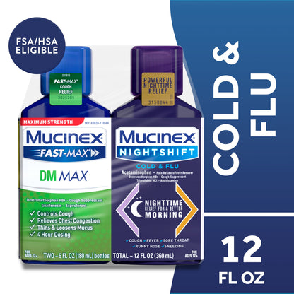 MUCINEX FAST MAX D/N CLD&FLU AIO 2X6 OZ