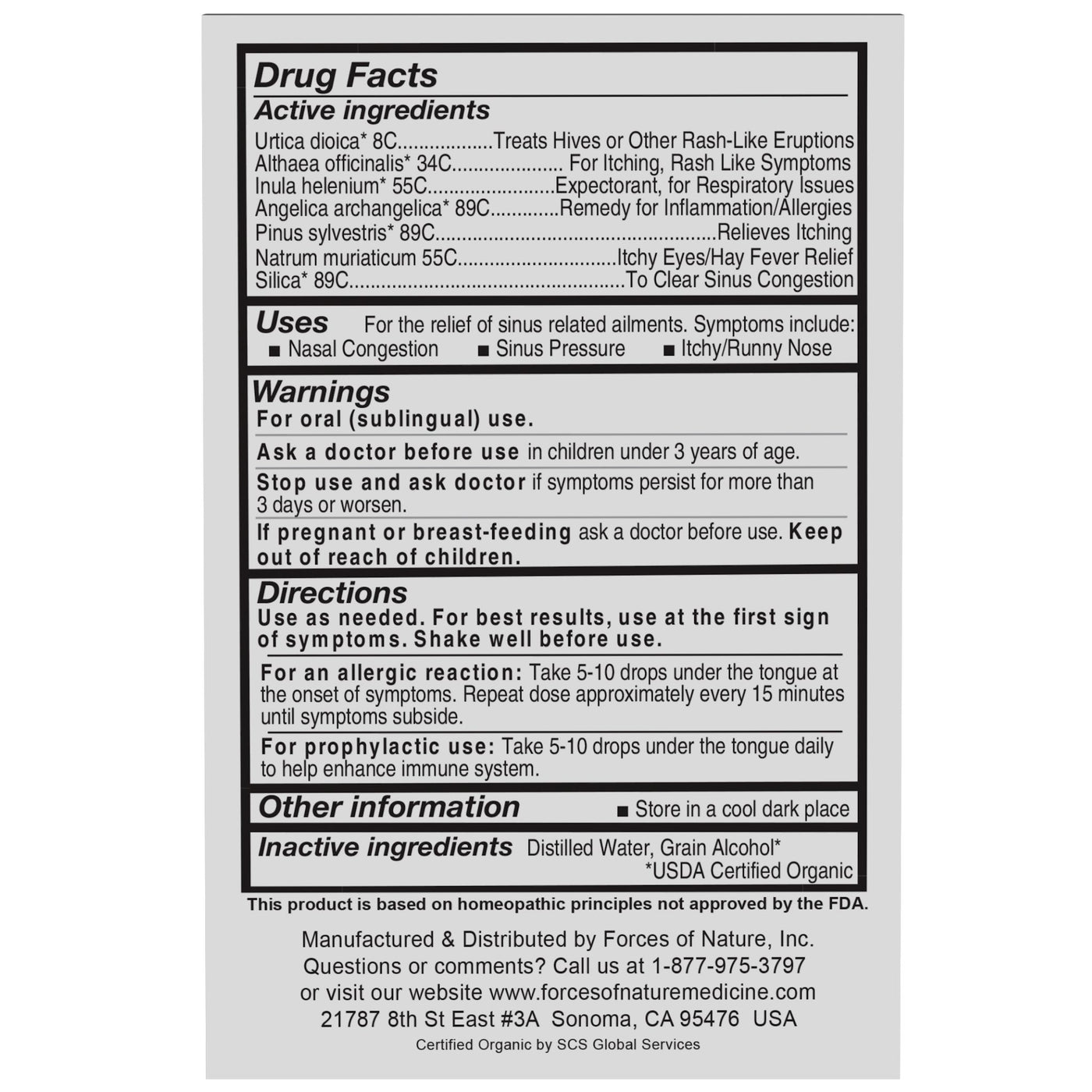 FORCES OF NATURE ALLERGY DRP,OG2,MAX,IMMUN