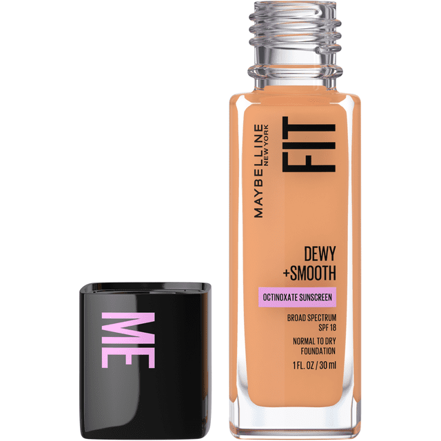 MAYBELLINE New York Fit Me Dewy + Smooth Foundation Makeup, 322 Warm Honey, 1 oz