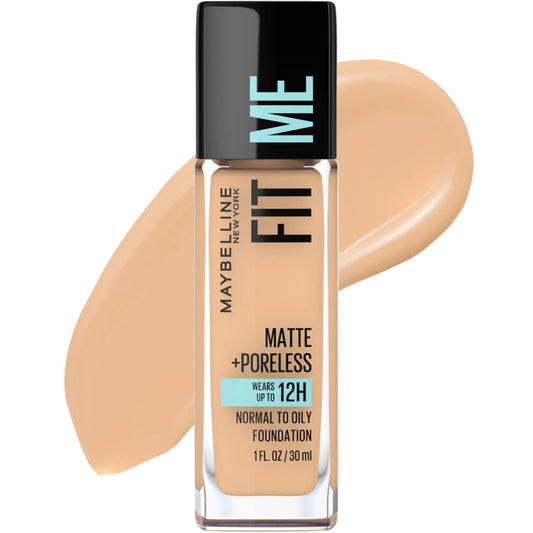 MAYBELLINE New York Fit Me Matte + Poreless Foundation Makeup, 220 Natural Beige, 1 oz