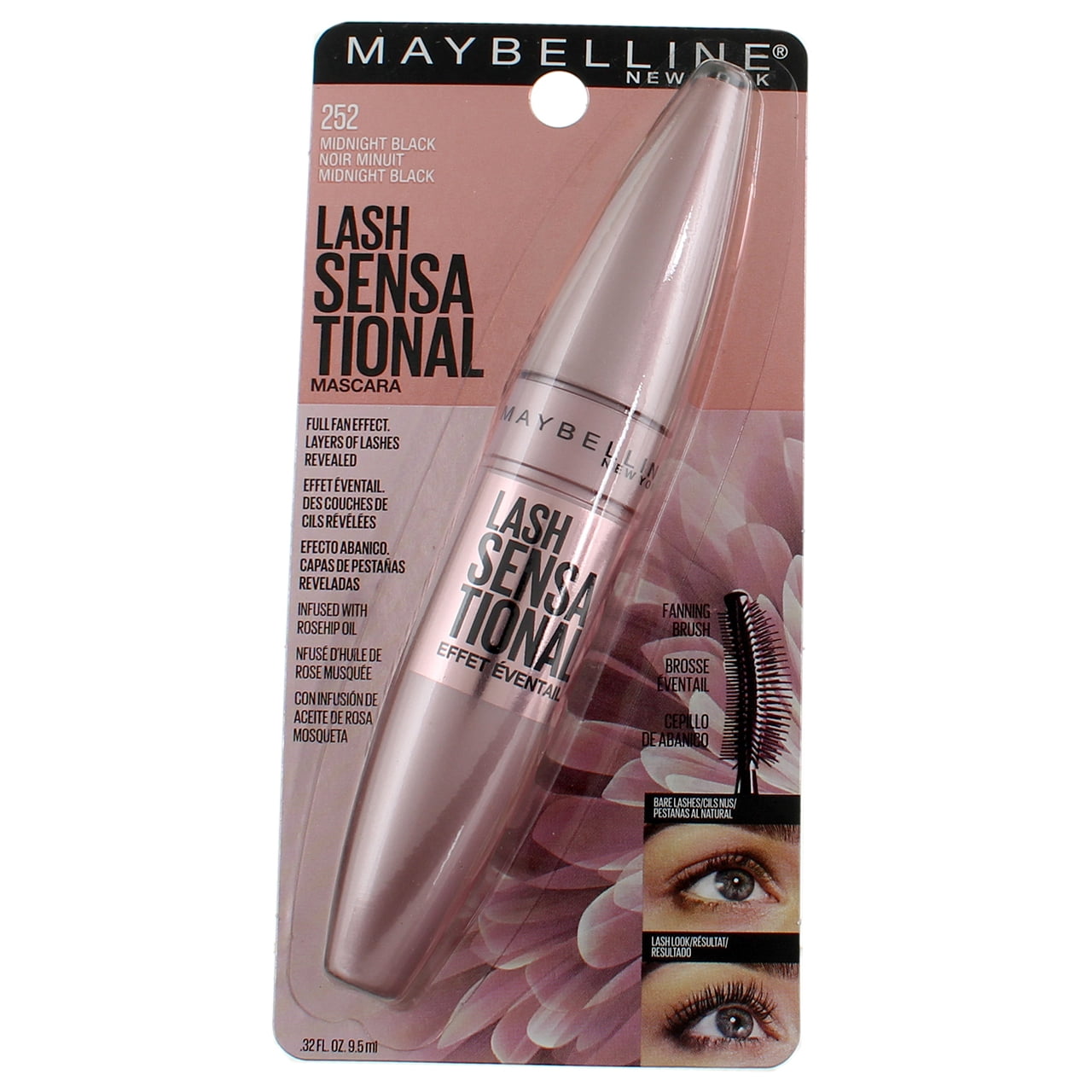 MAYBELLINE New York Lash Sensational Washable Mascara, Midnight Black, 0.32 oz