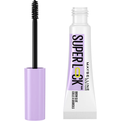 MAYBELLINE New York Super Lock Brow Glue Clear & Tinted Eyebrow Gel, Black, 0.23 oz