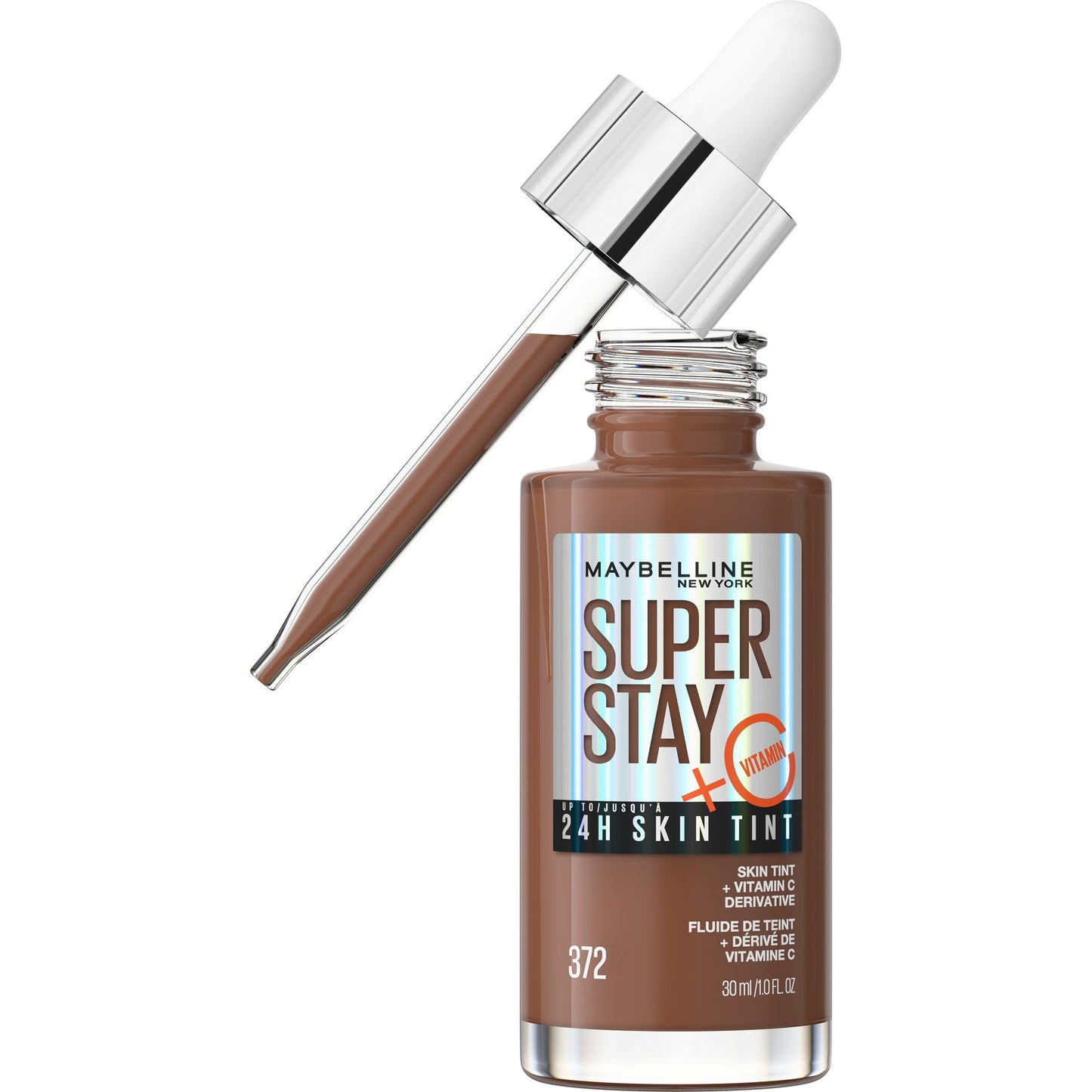 MAYBELLINE New York Super Stay Long-Lasting Skin Tint with Vitamin C, 372, 1 oz