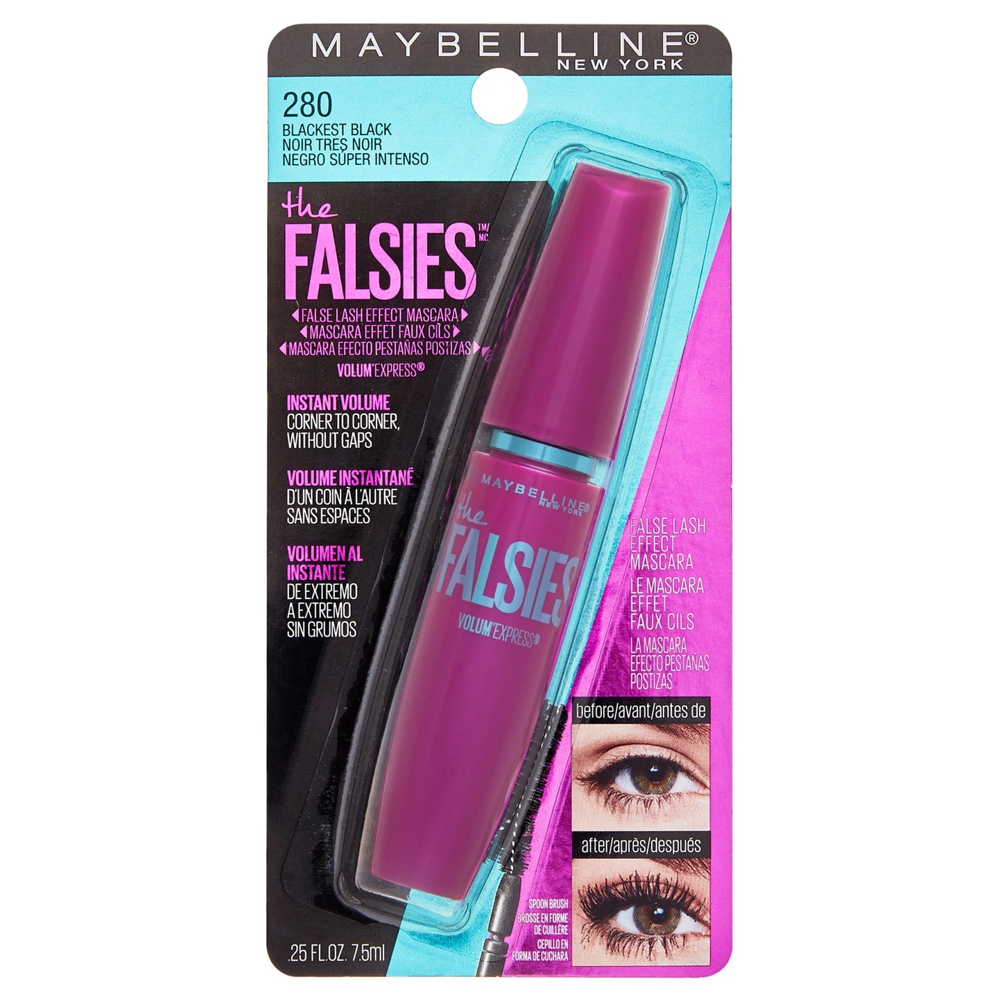 MAYBELLINE New York The Falsies Washable Mascara, 286 Blackest Black, 0.31 oz