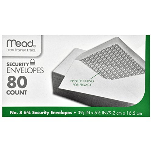 Mead #6 3/4 Security Envelopes White #6 3/4 80 ct