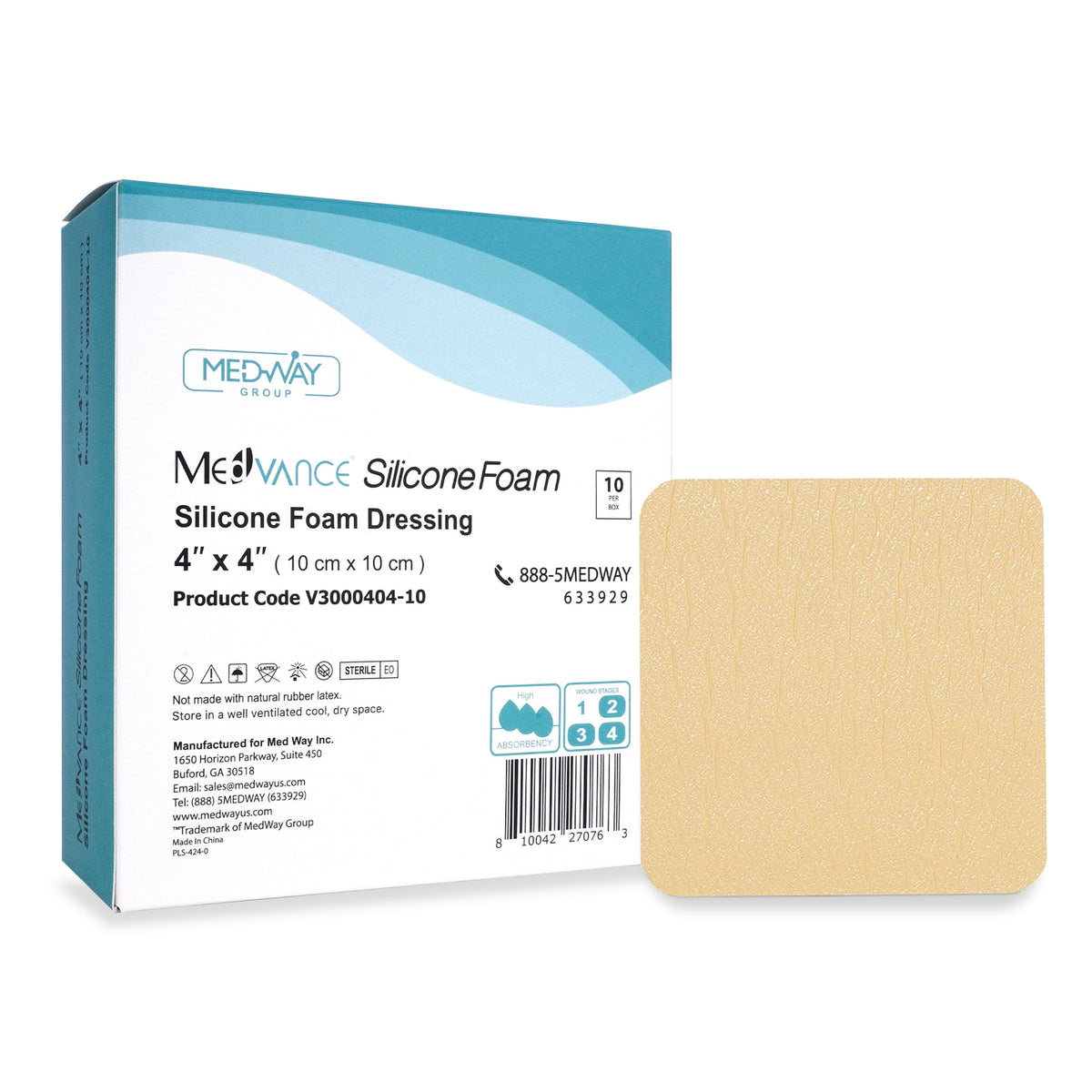 SILICONE FOAM ABSORBENT DS 4X4IN