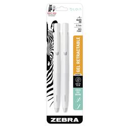 Zebra Blen Retractable Gel Pen 0.7mm Black Ink White Barrel, 2-pack