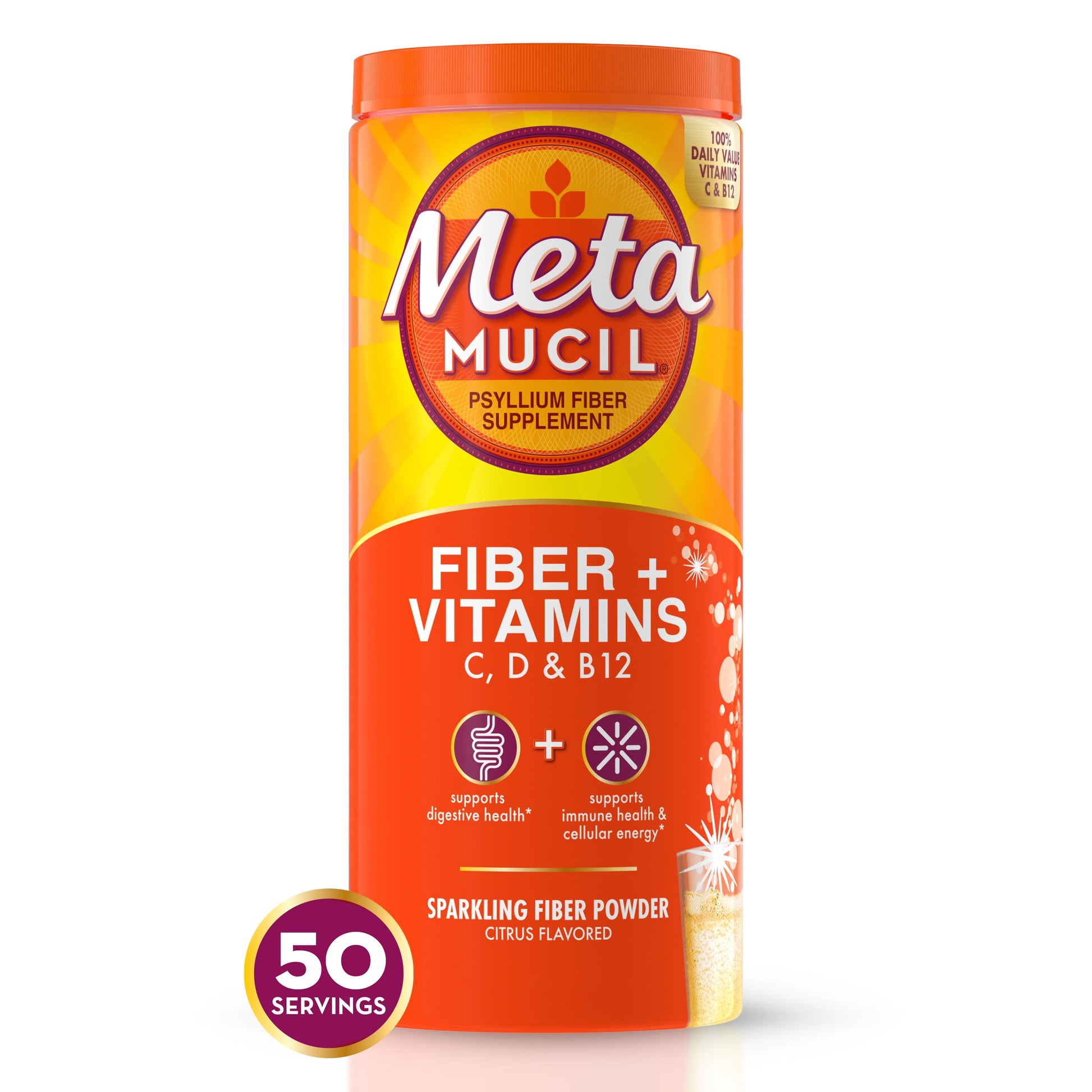 METAMUCIL FIBER+VITAMN CITRUS PWD 24.9OZ