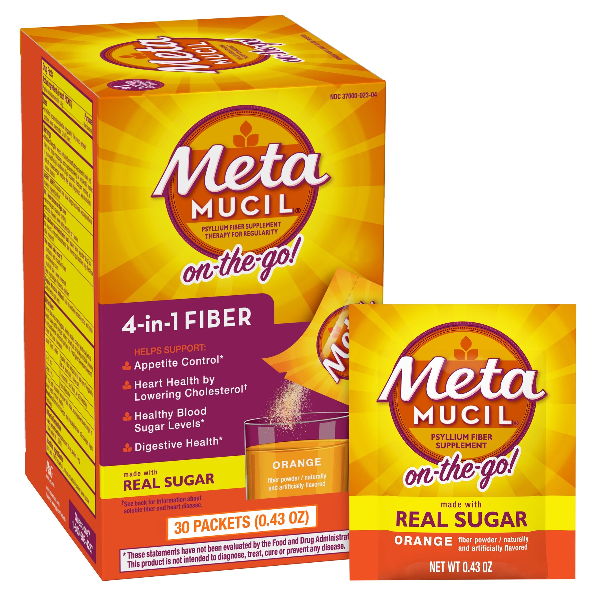 METAMUCIL 4IN1 FIBER S/F ORG PWD 6.1OZ