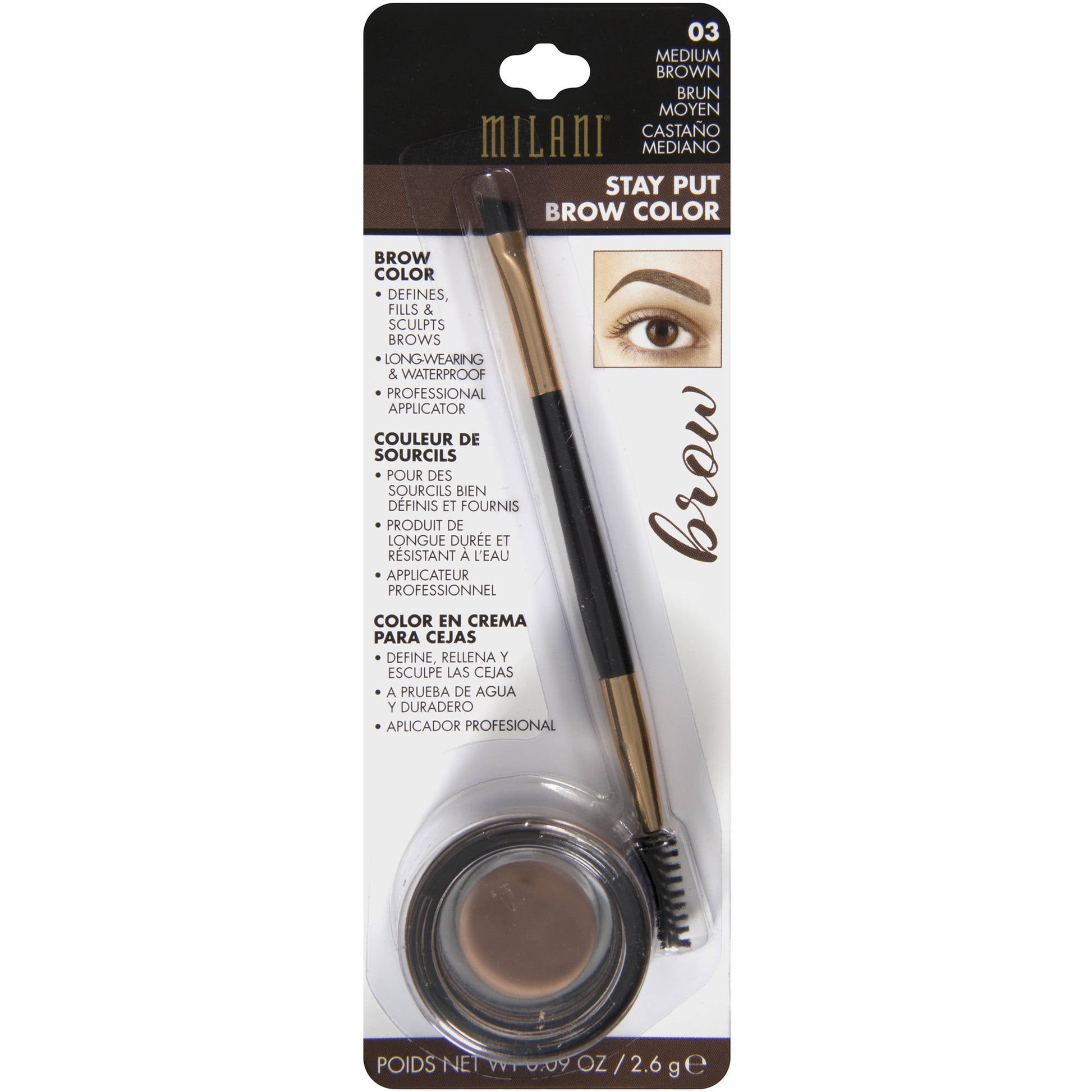 Milani Stay Put  Brow Color Medium Brown