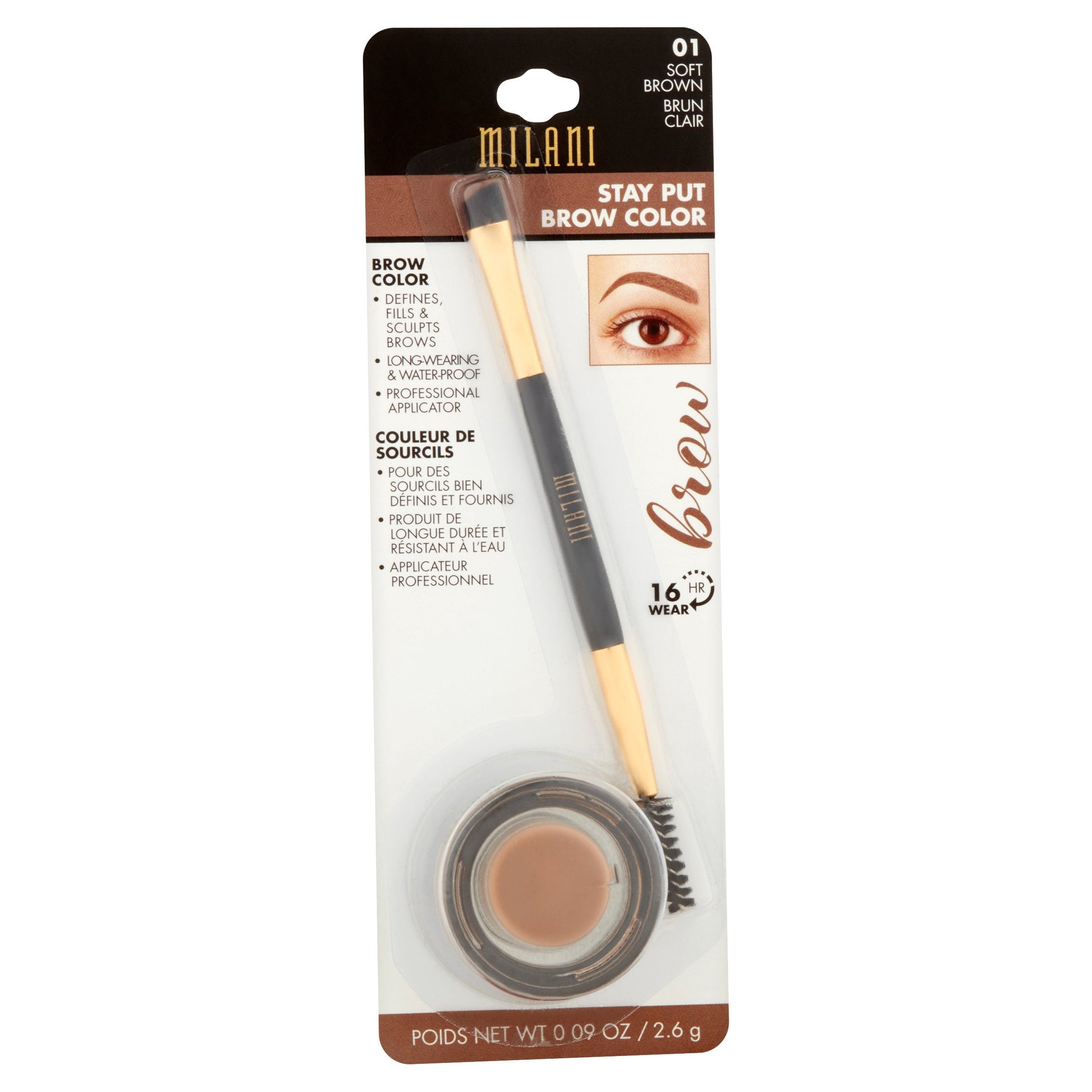 Milani Stay Put  Brow Color Soft Brown