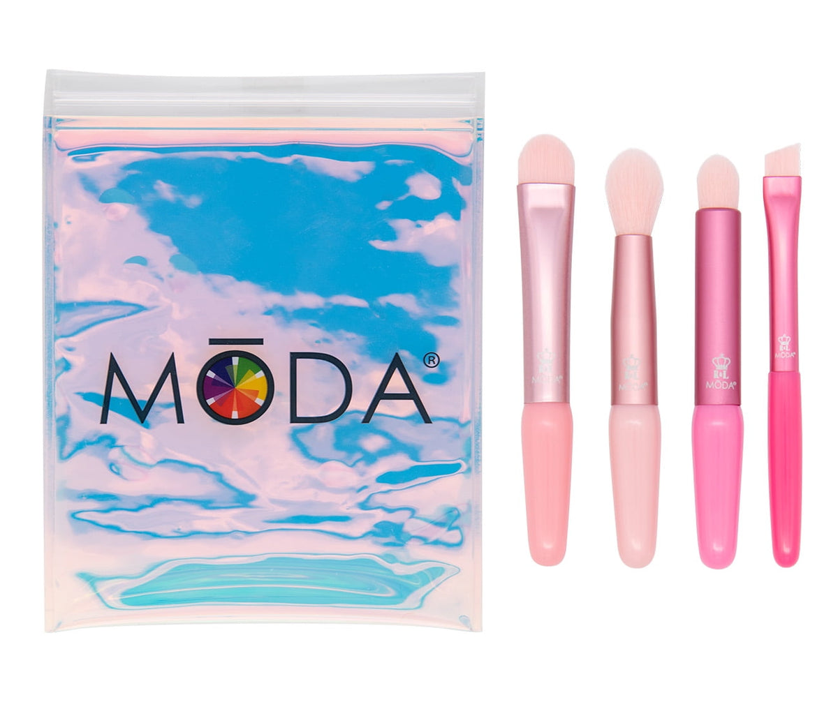 MODA Mini 5 Piece Pink Eye Brush Kit with Pouch