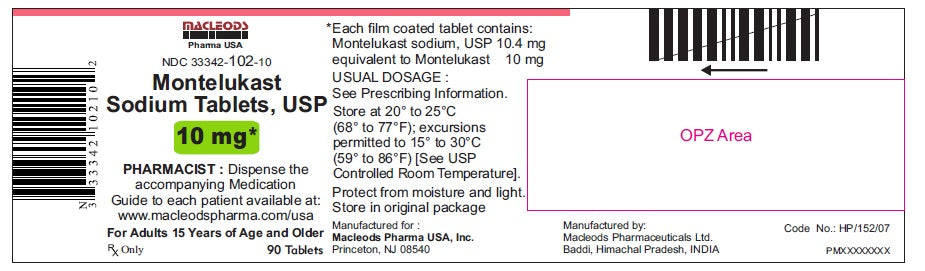 MONTELUKAST SODIUM TB 10MG 90