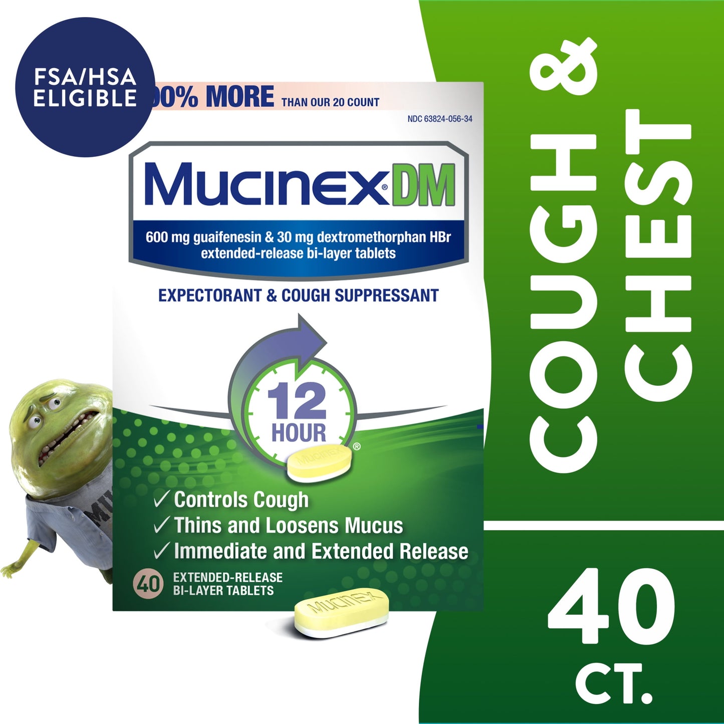 MUCINEX EXPECTORANT TABLET 40CT