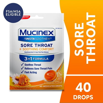 MUCINEX INSTASOOTHE DROP HNY/ECH 20CT