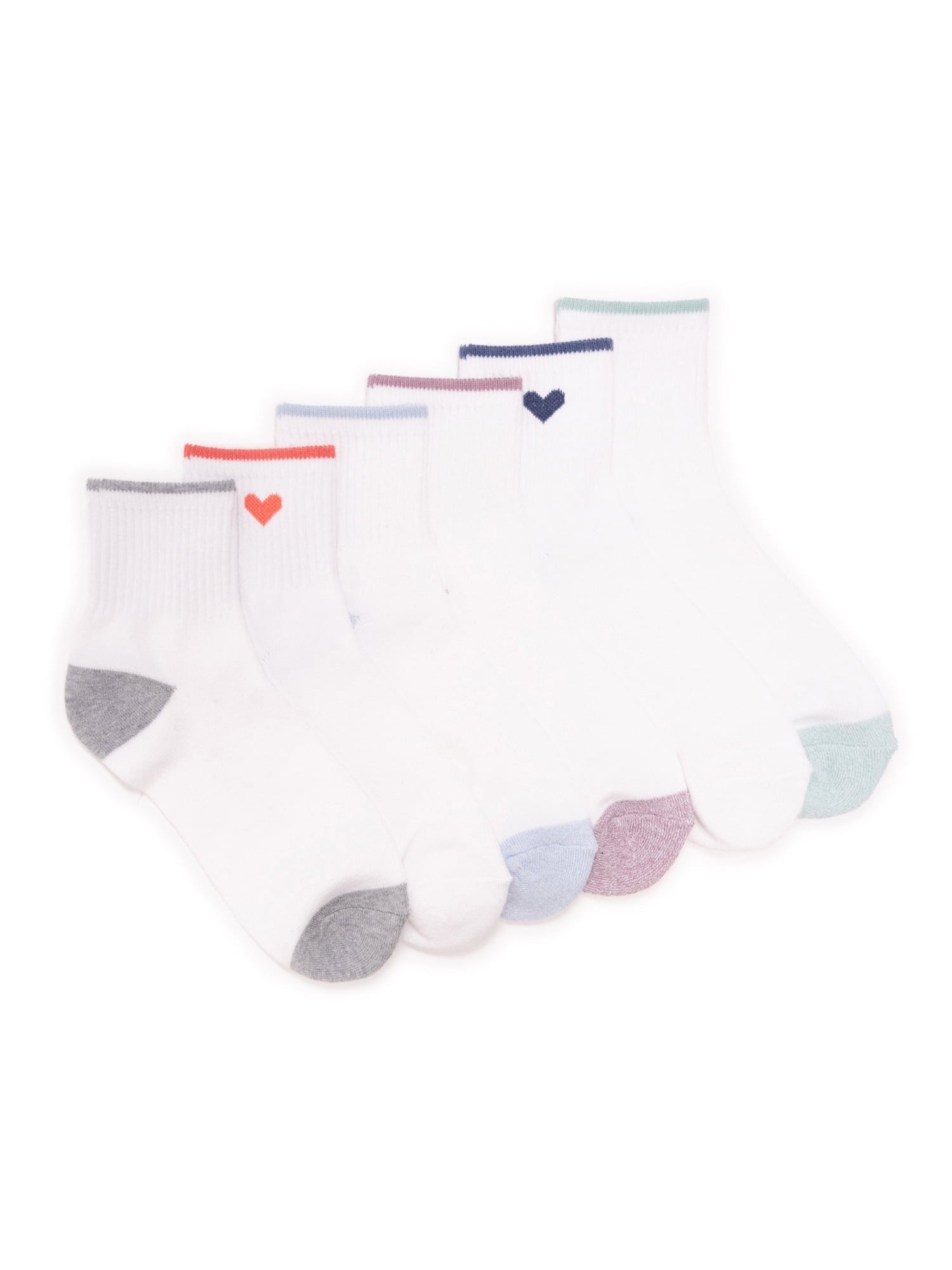 Russell Fashion Foot Women's Cotton Quarter Length Sock - Black, 6 pairs
