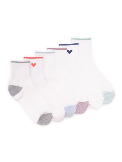 Russell Fashion Foot Women's Cotton Quarter Length Sock - Black, 6 pairs