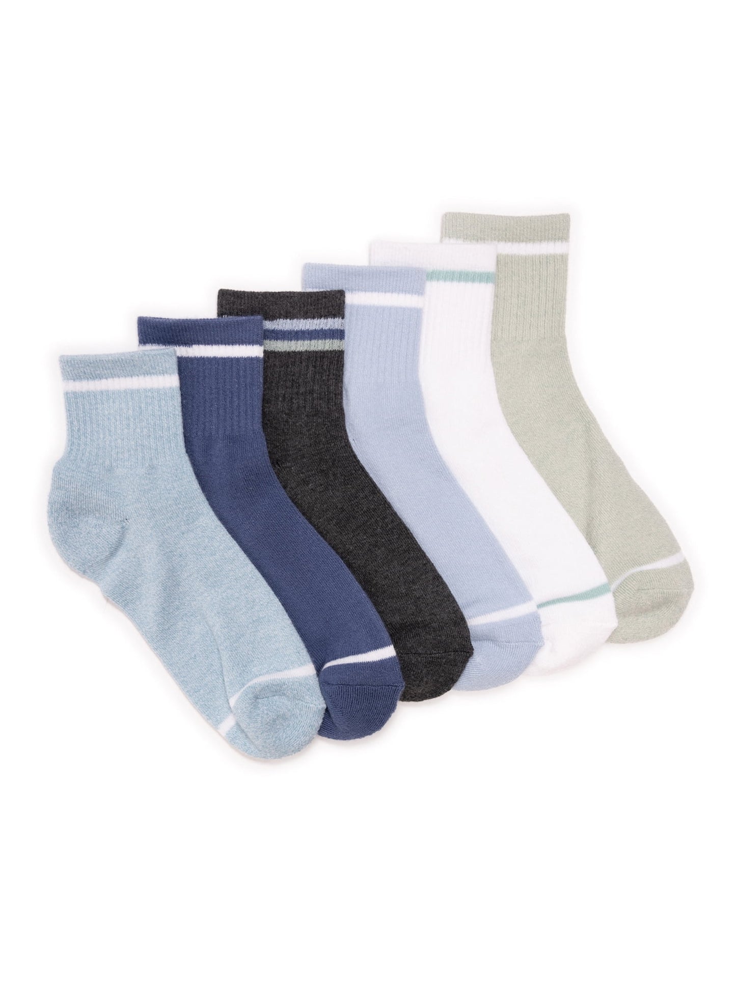 Russell Fashion Foot Women's Cotton Quarter Length Sock - Black, 6 pairs