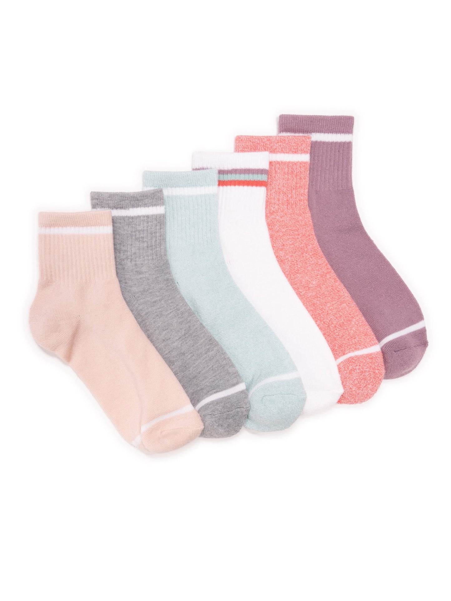 Russell Fashion Foot Women's Cotton Quarter Length Sock - Black, 6 pairs