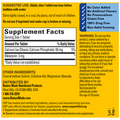 MELATONIN 3MG TABLET 120CT NAT MADE
