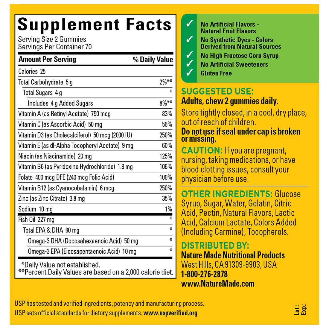 MULTI +OMEGA 3 GUMMIES 80CT NAT MADE
