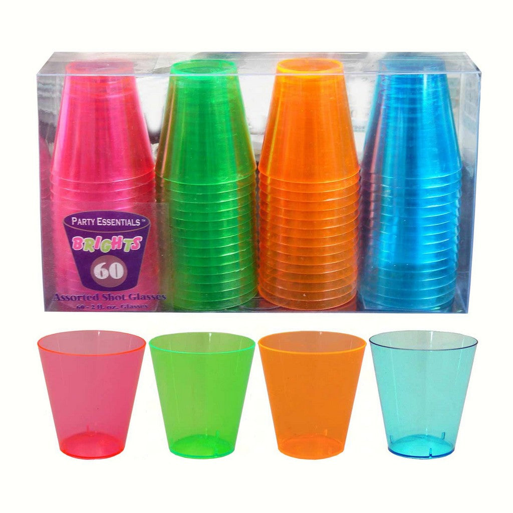 SENSATIONS 2 oz Plastic Shot Glasses - Assorted Colors, 16 count