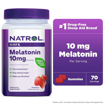 NATROL Melatonin Gummies - Strawberry Flavor, 10 Gummies
