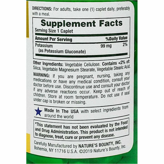 NATURE'S WAY POTASSIUM,99 MG