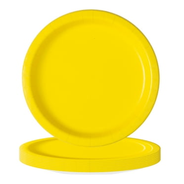 Unique Solid Round 7" Paper Plates - Neon Yellow, 20 count
