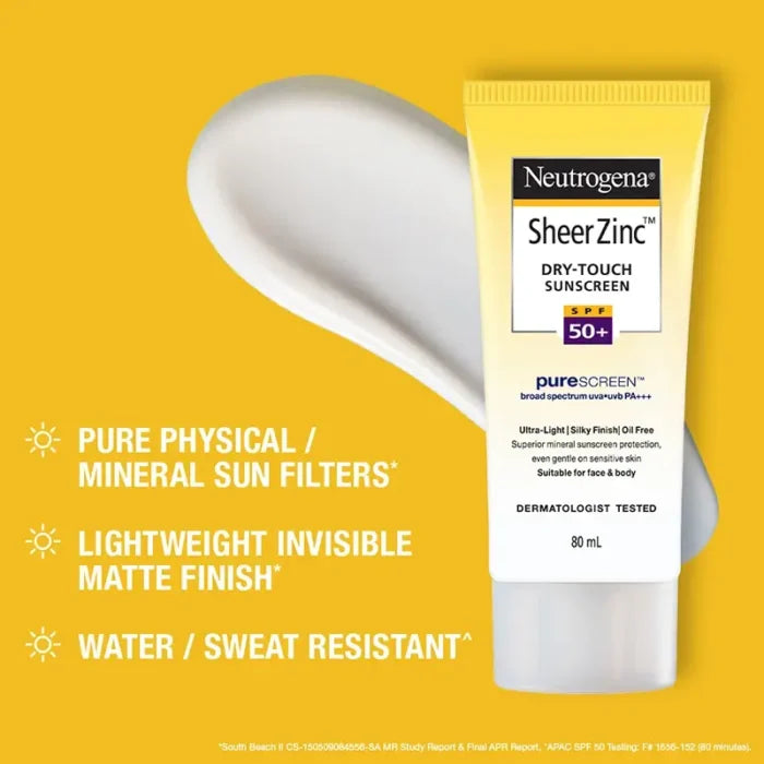 Neutrogena Sheer Zinc Spf#50 Dry Touch Face Sunscreen 2oz