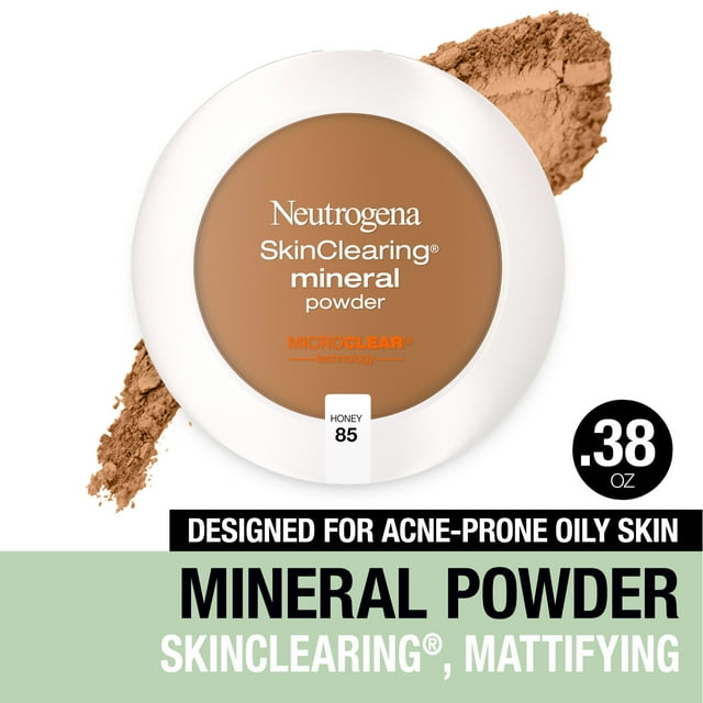 Neutrogena SkinClearing Mineral Acne Face Powder, Honey 85, .38 oz